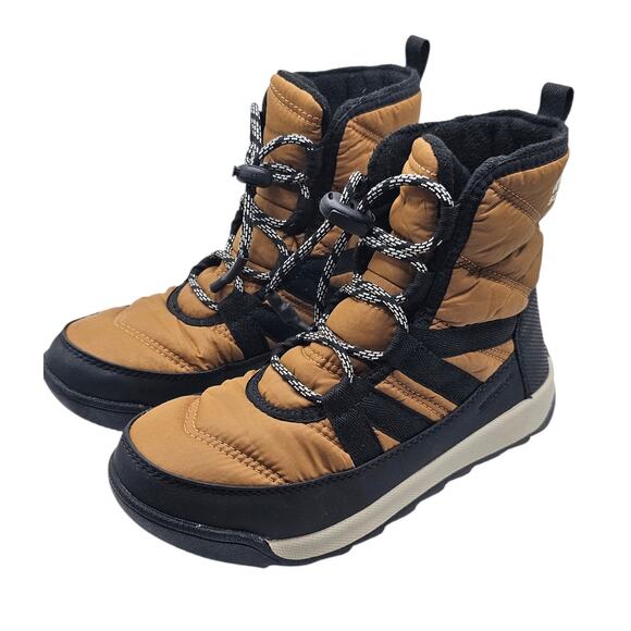 Sorel Kids Elk/Black Whitney II Short Lace Snow Waterproof Winter Utility Boots - Picture 3 of 10